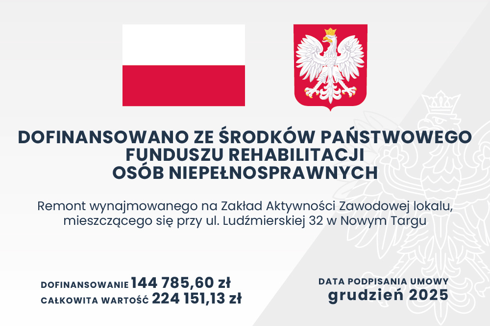 Remont wynajmowanego na Zakład Aktywności Zawodowej lokalu, mieszczącego się przy ul. Ludźmierskiej 32 w Nowym Targu